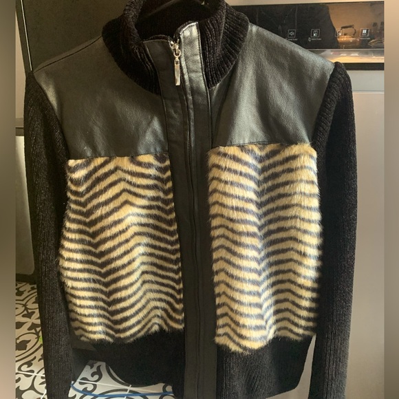 Vintage Faux fur, genuine leather and chenille shacket - Picture 1 of 8